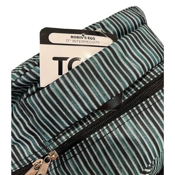 Tcc School Backpack 17" Zipper Storage Mesh Side Pockets Blue Stripe Camp Travel - Picture 3 of 5